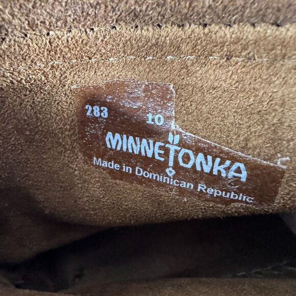 Minnetonka Women’s 283 Suede Fringe Moccasin Ankle Boots Size 10 Brown Boho - Picture 8 of 12
